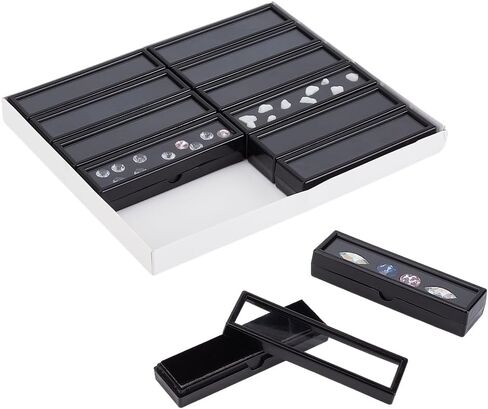 PH PandaHall 12pcs Diamond Display Box Rectangle Jewelry Storage Case Small Gem Container Holder Black Gemstone Container Box with Lid and Velvet for Loose Stone Crystal Rhinestone Collectibles in Saudi Arabia