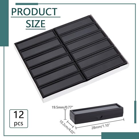 PH PandaHall 12pcs Diamond Display Box Rectangle Jewelry Storage Case Small Gem Container Holder Black Gemstone Container Box with Lid and Velvet for Loose Stone Crystal Rhinestone Collectibles in Saudi Arabia