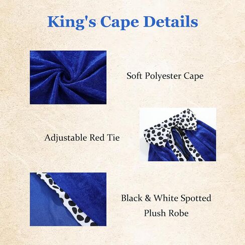 King Costume Set for Kids, Prince Cape Dress Up for Boys with Crown, Scepter, Coronation Cloak in Saudi Arabia