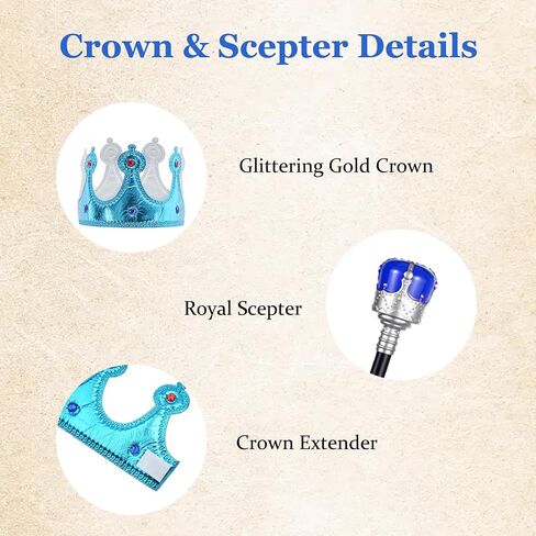 King Costume Set for Kids, Prince Cape Dress Up for Boys with Crown, Scepter, Coronation Cloak in Saudi Arabia