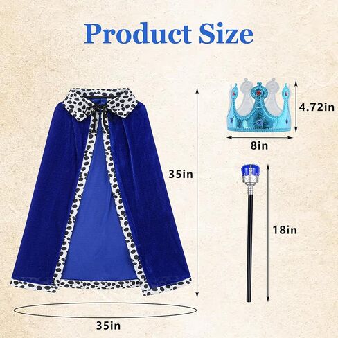 King Costume Set for Kids, Prince Cape Dress Up for Boys with Crown, Scepter, Coronation Cloak in Saudi Arabia