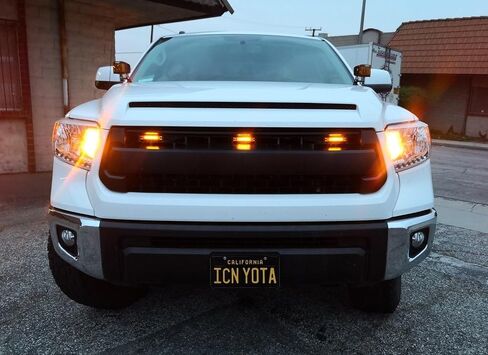 iJDMTOY 3pc Amber LED Center Grille Running Light Kit Compatible With 2014-2021 Toyota Tundra w/TRD Pro Grill (Amber Lens w/Wiring and Hardware) in Saudi Arabia