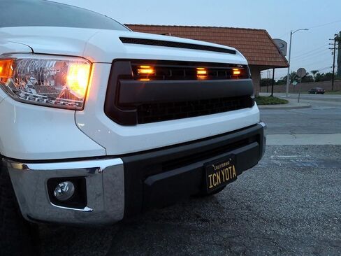 iJDMTOY 3pc Amber LED Center Grille Running Light Kit Compatible With 2014-2021 Toyota Tundra w/TRD Pro Grill (Amber Lens w/Wiring and Hardware) in Saudi Arabia