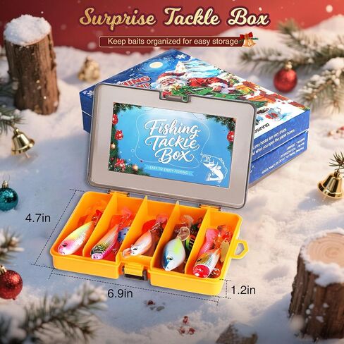 PLUSINNO Fishing Advent Calendar 2025 with Tackle Box and Premium Lures, 24 Days Christmas Countdown Advent Calendar Fishing Gifts for Men, Teens, Boys in Saudi Arabia