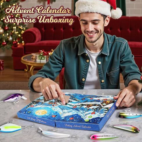PLUSINNO Fishing Advent Calendar 2025 with Tackle Box and Premium Lures, 24 Days Christmas Countdown Advent Calendar Fishing Gifts for Men, Teens, Boys in Saudi Arabia