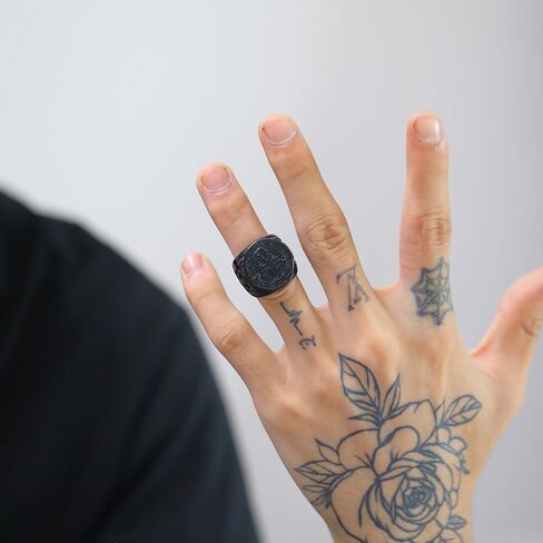 Black Exorcism Ring St. Benedict Cross Titanium Steel Ring for Men & Women Gothic Religious Jewelry with CSPB Symbol Antique Finish Size 6-15 in Saudi Arabia