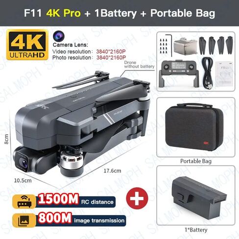 SJRC F11S 4K PRO Drone 4K Professional With HD Camera 1.2KM GPS 5G WiFi EIS 2 Axis Gimbal F11 RC Foldable Brushless Quadcopter (F11 Two Batteries) in Kuwait