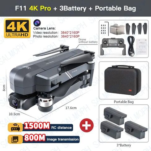 SJRC F11S 4K PRO Drone 4K Professional With HD Camera 1.2KM GPS 5G WiFi EIS 2 Axis Gimbal F11 RC Foldable Brushless Quadcopter (F11 Two Batteries) in Kuwait
