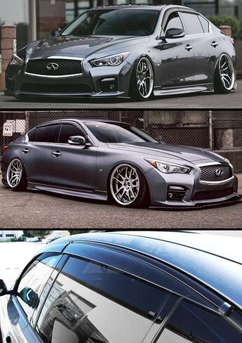 Cuztom Tuning Premium VIP JDM Clip-on Type Smoke Tinted Window Visor with Black Trim Compatible with 2014-2021 Infiniti Q50 in Saudi Arabia