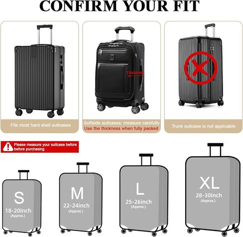 غطاء الأمتعة قابل للغسل غطاء حقيبة حقيبة حامي مضاد للخدش يناسب الأمتعة 18-32 بوصة (قطة لطيفة، L) in Kuwait