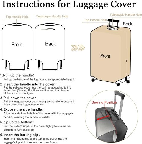 غطاء الأمتعة قابل للغسل غطاء حقيبة حقيبة حامي مضاد للخدش يناسب الأمتعة 18-32 بوصة (قطة لطيفة، L) in Kuwait