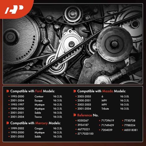 A-Premium Engine Serpentine Drive Belt Compatible with Ford, Mazda & Mercury Cars - Escape, Taurus, Mystique, Sable, Contour, 6, Tribute, MPV, Cougar, Mystique, Sable - V6 2.5L 3.0L in Saudi Arabia