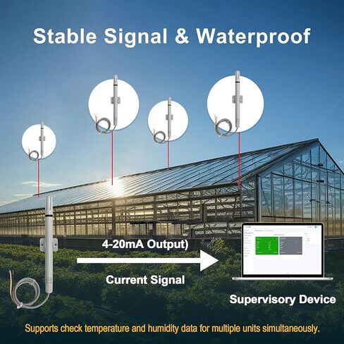 RS485 Temperature and Humidity Transmitter Modbus RTU Temp Sensor Analog,Humidity Probe Monitor Measurement Range -40℃ to 125℃ High Accuracy DC 5‑24V for HVAC,Farm,Industry in Kuwait