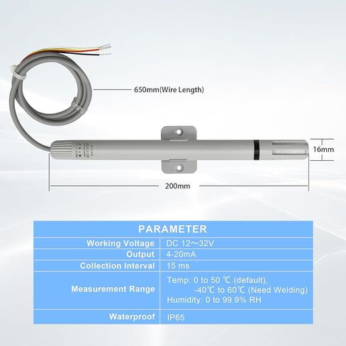 RS485 Temperature and Humidity Transmitter Modbus RTU Temp Sensor Analog,Humidity Probe Monitor Measurement Range -40℃ to 125℃ High Accuracy DC 5‑24V for HVAC,Farm,Industry in Kuwait