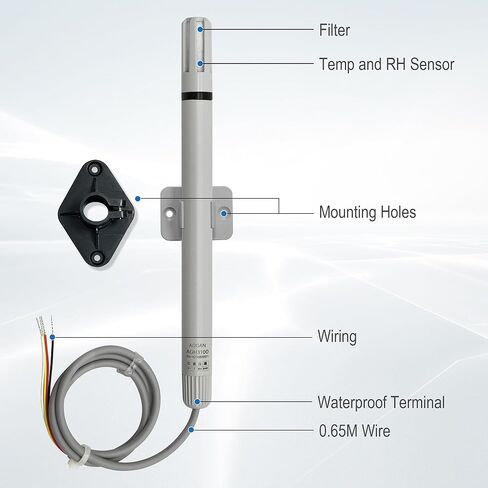 RS485 Temperature and Humidity Transmitter Modbus RTU Temp Sensor Analog,Humidity Probe Monitor Measurement Range -40℃ to 125℃ High Accuracy DC 5‑24V for HVAC,Farm,Industry in Kuwait