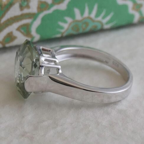 12mm Green Amethyst Cushion Cut 925 Silver Ring - Handmade Jewelry Gift Ideas for Women - Birthday Valentine's Mother's Day Gift - Green Stone - Natural Gem Gemstone Prasiolite Ring (9) in Saudi Arabia