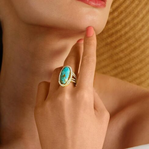 Ross-Simons Turquoise and 1.30 ct. t.w. White Topaz Ring in 18kt Gold Over Sterling in Saudi Arabia