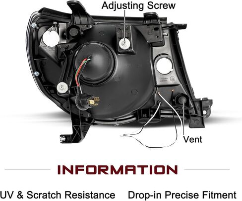 JSBOYAT Headlight Assembly Replacement for 2005-2011 Toyota Tacoma Pickup Passenger and Driver Side Black Housing Amber Reflector in Saudi Arabia