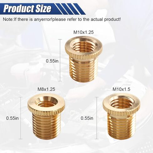 3 قطع محولات خيط مقبض التحول العالمي، M8 X 1.25، M10 X 1.25، M10 X 1.5 مقبض عصا تروس نحاسي، مثبت رأس ناقل الحركة اليدوي التلقائي للسيارة in Kuwait
