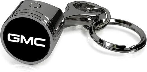 iPick Image for GMC Logo Black-Chrome Finish Engine Piston and Rod Metal Key Chain Keychain, Official Licensed in Saudi Arabia