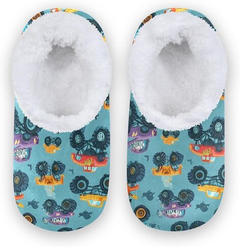 Boys Girls Fuzzy House Slippers Kids Toddlers Winter Indoor House Home Shoes XS-S in Kuwait