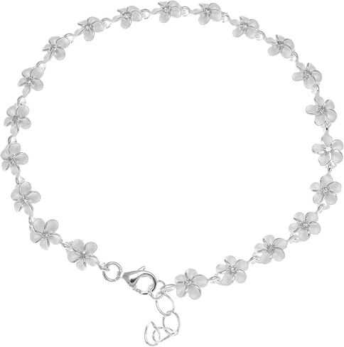 Arthur's Jewelry 925 sterling silver Hawaiian plumeria flower link cz 6mm bracelet 7" in Saudi Arabia