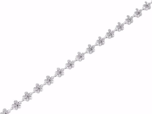 Arthur's Jewelry 925 sterling silver Hawaiian plumeria flower link cz 6mm bracelet 7" in Saudi Arabia