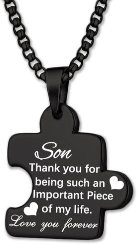 قلادة للرجال والنساء قطعة لغز قلادة من الفولاذ المقاوم للصدأ قابلة للتعديل 22 بوصة + 2 بوصة سلاسل مجوهرات هدية لعائلة أبي وأمي in Kuwait