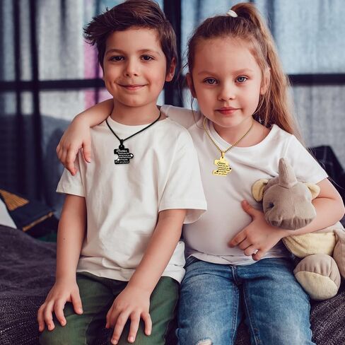 قلادة للرجال والنساء قطعة لغز قلادة من الفولاذ المقاوم للصدأ قابلة للتعديل 22 بوصة + 2 بوصة سلاسل مجوهرات هدية لعائلة أبي وأمي in Kuwait