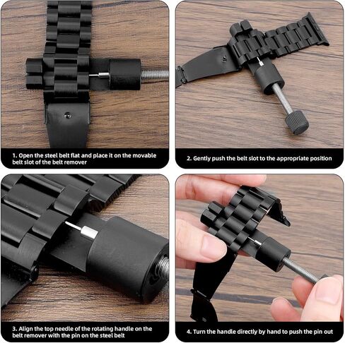 Watch Link Removal Kit, Watch Band Tool Set for Bracelet Strap Adjustment Pin Remover Includes Adjusters Double-Headed Ear Forks Thimbles Repair Kit for Resizing & Replacement in Saudi Arabia