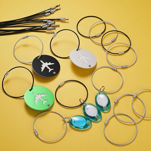 7.8 inches Steel Wire Keychain Cable,Nylon Coated Metal Key Ring,Luggage Tags Loops,2mm Twist Barrel,Black in Kuwait