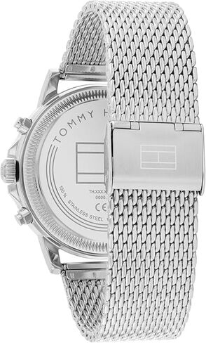 Tommy Hilfiger Men's Multifunction Quartz Watch – 44mm Stainless Steel Case, Double-Layer Dial, Link Bracelet, Skeleton-Inspired Design - Gift for Him in Saudi Arabia