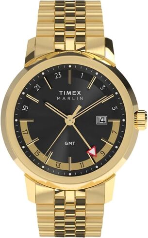 Timex Marlin Quartz GMT Gold Tone Stainless Steel Band Black dial Watch TW2Y47700 in Saudi Arabia