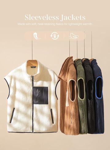 Dokotoo Womens Fleece Jacket Vest Sleeveless Fuzzy Sherpa Jackets Zip Up Oversized Casual Coats Fall Winter Womens Tops 2025 in Saudi Arabia