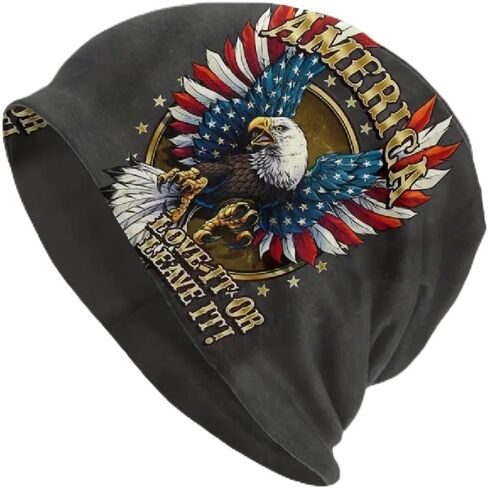 Red White Blue Black America Love It or Leave It USA Eagle Patriotic Beanie Stocking Cap Skull Cap Winter Stocking Hat Biker Skully in Saudi Arabia