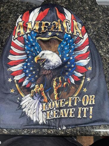 Red White Blue Black America Love It or Leave It USA Eagle Patriotic Beanie Stocking Cap Skull Cap Winter Stocking Hat Biker Skully in Saudi Arabia