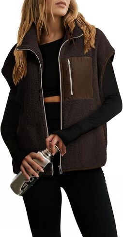 Dokotoo Womens Fleece Jacket Vest Sleeveless Fuzzy Sherpa Jackets Zip Up Oversized Casual Coats Fall Winter Womens Tops 2025 in Saudi Arabia