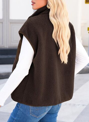 Dokotoo Womens Fleece Jacket Vest Sleeveless Fuzzy Sherpa Jackets Zip Up Oversized Casual Coats Fall Winter Womens Tops 2025 in Saudi Arabia