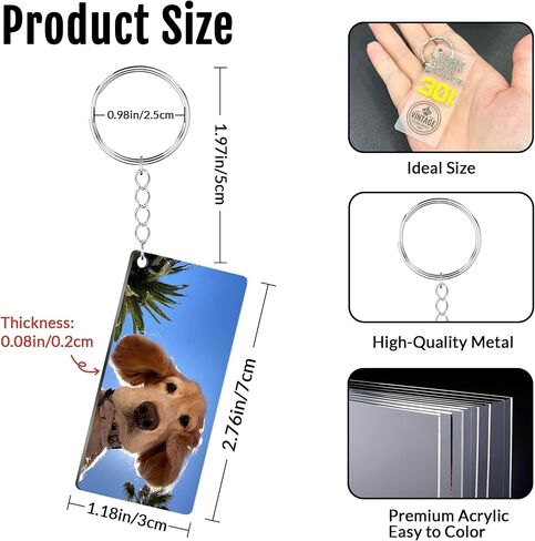Personalized Photo Keychain 20 Pcs, Custom Acrylic Key Chain Bulk with Picture/Text Double Sided Printing Key Tag in Kuwait