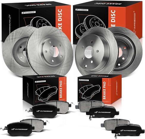A-Premium Front and Rear Vented Disc Brake Rotors + Ceramic Pads Kit Compatible with Select Nissan & Infiniti Models - Murano 2003-2004 2009-2012, FX35 2003-2005, FX45 2003-2005, 12-PC Set in Saudi Arabia