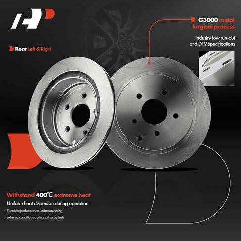 A-Premium Front and Rear Vented Disc Brake Rotors + Ceramic Pads Kit Compatible with Select Nissan & Infiniti Models - Murano 2003-2004 2009-2012, FX35 2003-2005, FX45 2003-2005, 12-PC Set in Saudi Arabia