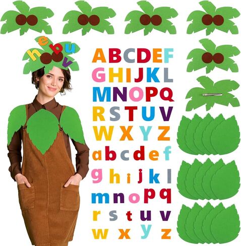 6 Sets Halloween Book Character Costume Palm Tree Costume Accessories Set for Adults Teachers Felt Hairpin Leaves 156 Self Adhesive Felt Letters for Classroom DIY Cosplay Party Accessory in Saudi Arabia
