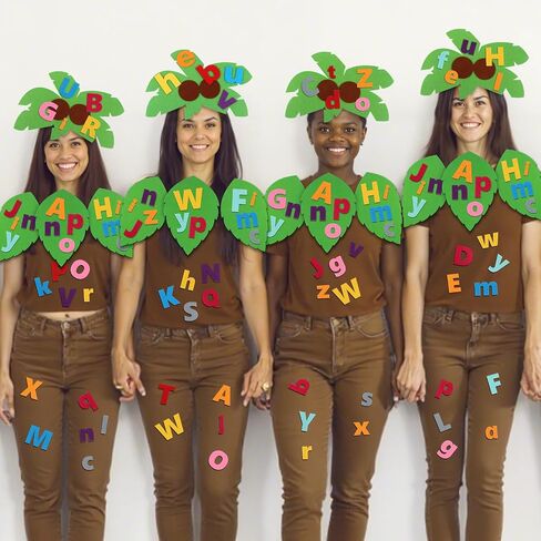6 Sets Halloween Book Character Costume Palm Tree Costume Accessories Set for Adults Teachers Felt Hairpin Leaves 156 Self Adhesive Felt Letters for Classroom DIY Cosplay Party Accessory in Saudi Arabia