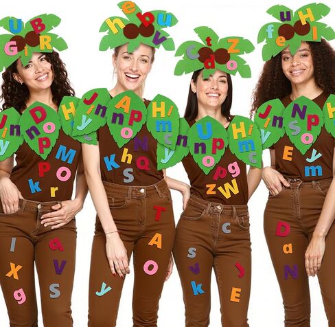 6 Sets Halloween Book Character Costume Palm Tree Costume Accessories Set for Adults Teachers Felt Hairpin Leaves 156 Self Adhesive Felt Letters for Classroom DIY Cosplay Party Accessory in Saudi Arabia