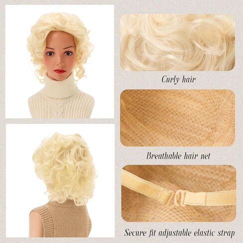 Mepase Halloween Role Playing Costumes Women Slim Short Top Black Fitting Leggings Elastic Waistband Blonde Curly Short Wig in Saudi Arabia