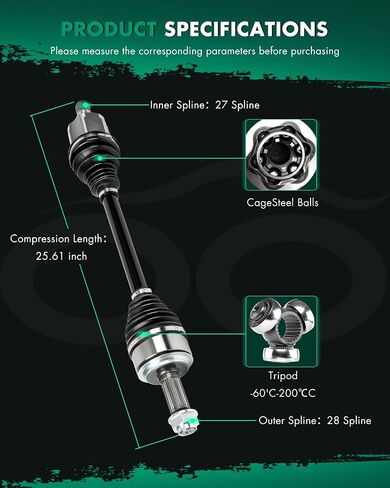 SCITOO Front Left Driver Side CV Axle Shaft Assembly Fit for Honda Civic 2.0L NCV36190,44306TEXY01 in Saudi Arabia