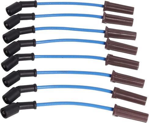 ENA Set of 8 Round Professional Ignition Coil with 8 Platinum Spark Plug and Blue Wire Set Compatible with Cadillac Escalade 6.0L V8 Replacement for UF262 in Saudi Arabia