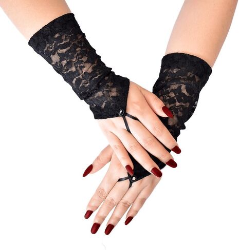ALVOGIMOR Lace Gloves for Women, Wrist Length Fingerless Gloves for Opera, Events,Costume Parties Cosplay 20s Accessories in Saudi Arabia