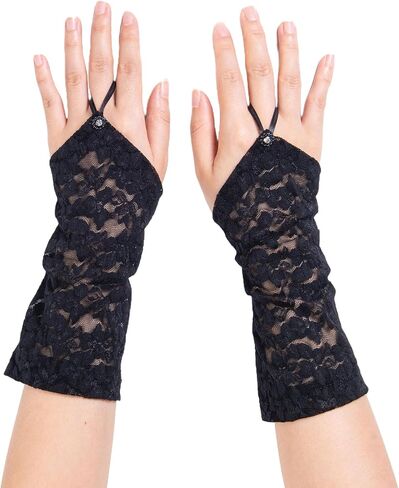 ALVOGIMOR Lace Gloves for Women, Wrist Length Fingerless Gloves for Opera, Events,Costume Parties Cosplay 20s Accessories in Saudi Arabia