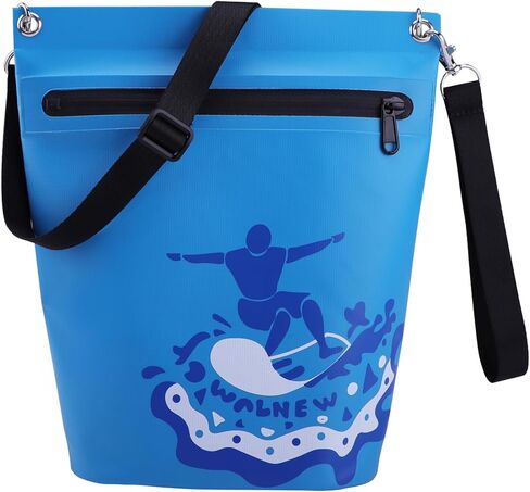 WALNEW Waterproof Dry Bag with Watertight Zipper, Lightweight Waterproof Pouch for Women Men, IPX5 Crossbody Dry Sack Keeps Gear Dry for Kayaking, Beach, Boating, Camping, Fishing, Hiking (BLACK) in Kuwait